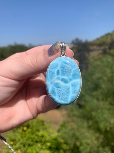 Larimar Oval Sterling Silver Pendant