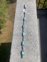 Load image into Gallery viewer, Larimar Reversible W Amber Sterling Silver Bracelet