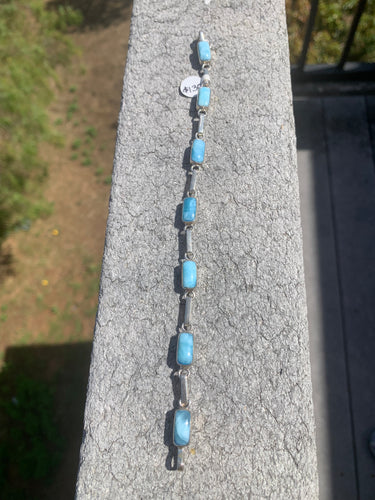 Larimar Reversible W Amber Sterling Silver Bracelet