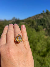 Load image into Gallery viewer, Honey Citrine Faceted 24kt Gold Overlay Adjustable Ring 6+