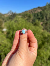 Load image into Gallery viewer, Larimar Amber Reversible Ring Size 8