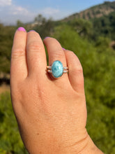 Load image into Gallery viewer, Larimar Oval And Amber Reversible Sterling Silver Ring Size 9