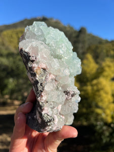 Green Apophyllite Cluster with Peach Stilbite ￼