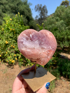 Lavender Pink Amethyst Druzy Heart on Stand