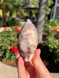 Pink Amethyst Flower Agate Druzy Flame