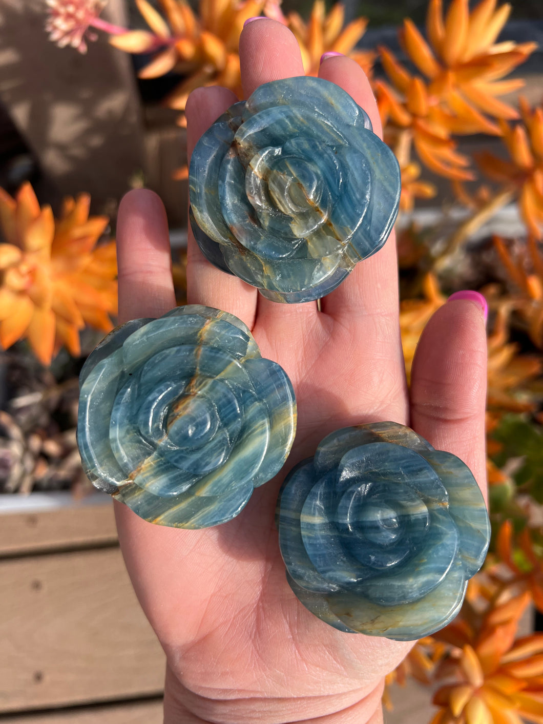 Lemurian Aquatine Calcite Rose