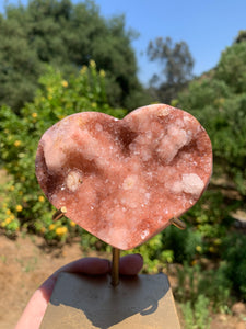 Pink Amethyst Druzy Heart on Stand