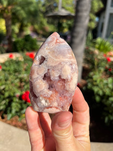 Pink Amethyst Flower Agate Druzy Flame