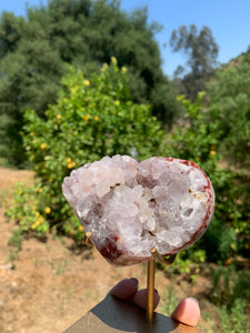 Pink Amethyst Druzy Heart on Stand