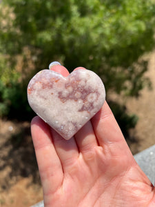 Pink Amethyst Flower Crystallized Agate Heart