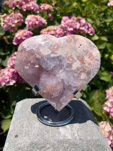 Pink Amethyst Druzy Heart on Stand