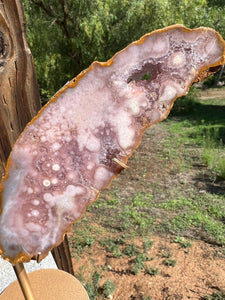 Pink Amethyst Butterfly Wings with Custom Stand