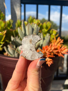 Quartz Crystallized Gold Electroformed Moon Pendant