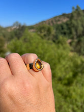 Load image into Gallery viewer, Honey Citrine Faceted 24kt Gold Overlay Adjustable Ring 6+