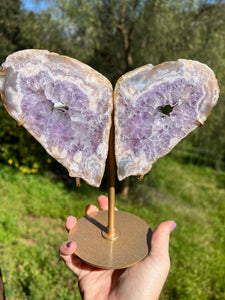 Purple Pink Amethyst Wings On Stand