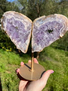 Purple Pink Amethyst Wings On Stand