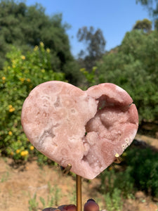 Pink Amethyst Druzy Heart on Stand