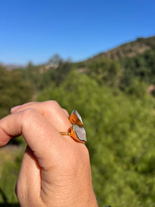 Geode Druzy Twin Gold Electroformed Ring Size 8