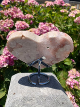 Load image into Gallery viewer, Pink Amethyst Druzy Heart on Stand