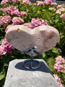 Pink Amethyst Druzy Heart on Stand