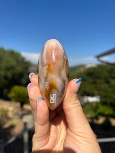 Carnelian Flower Agate Puffy Heart