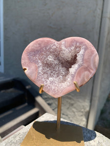 Lavender Pink Amethyst Druzy Heart on Stand