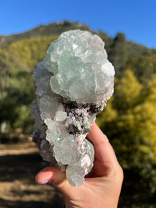 Green Apophyllite Cluster with Peach Stilbite ￼