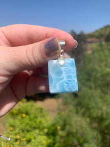 Larimar Rounded Square Sterling Silver Pendant