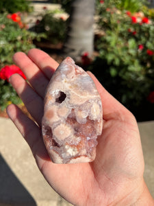 Pink Amethyst Flower Agate Druzy Flame