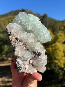 Green Apophyllite Cluster with Peach Stilbite ￼