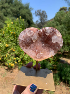 Lavender Pink Amethyst Druzy Heart on Stand