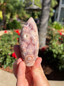 Pink Amethyst Flower Agate Druzy Flame