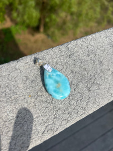 Larimar Rounded Oval Pendant Sterling Silver