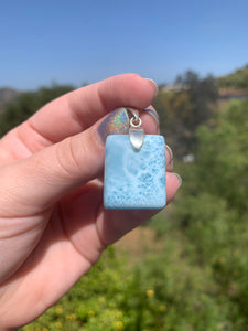 Larimar Rounded Square Sterling Silver Pendant