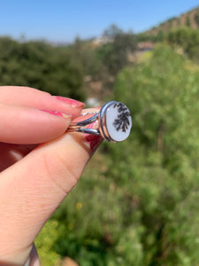 Dendritic Agate Sterling Silver Ring Size 11