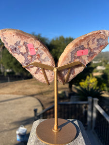 Lavender Pink Amethyst Butterfly Wings On Stand