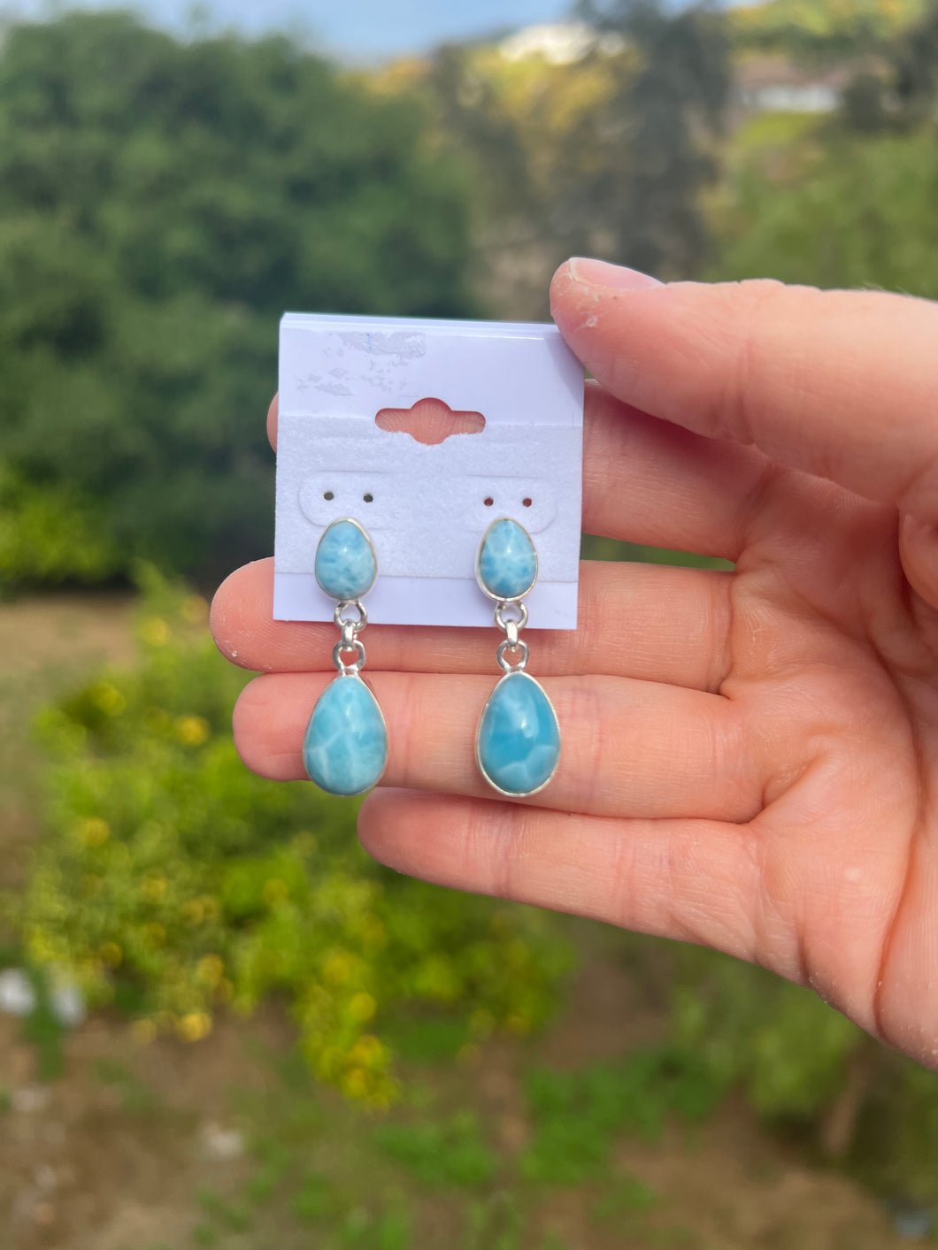 Larimar Teardrop Dangle Earrings