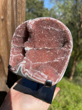 Load image into Gallery viewer, Pink Red Druzy Amethyst On Stand