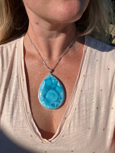 Larimar Sterling Silver XXXL AAA Pendant