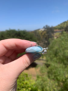 Larimar Teardrop Rounded Sterling Silver Pendant