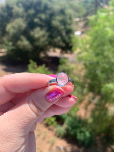 Rose Quartz Sterling Silver Ring Size 8.5