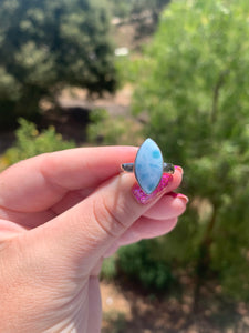 Larimar Marquis Sterling Silver Ring Size 8