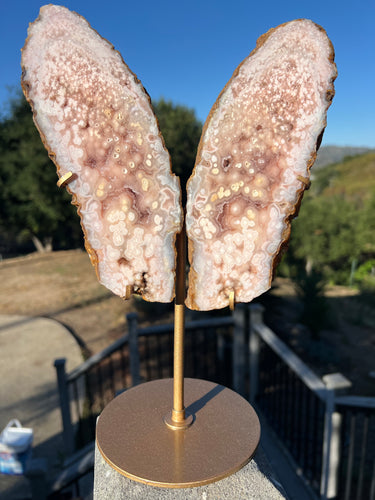 Pink Amethyst Butterfly Wings On Stand