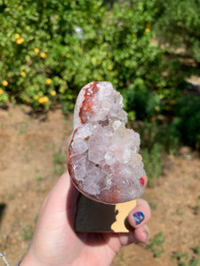 Pink Amethyst Druzy Heart on Stand