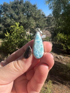 Larimar Elongated Oval Sterling Silver Pendant *Variety