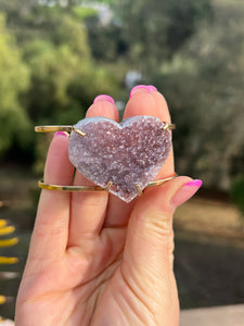 Amethyst Heart Gold Cuff