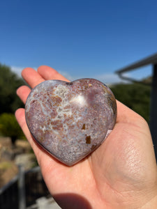 Pink Ocean Jasper Puffy Heart