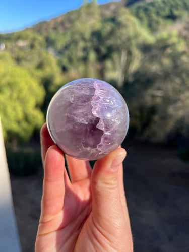 Amethyst Agate Crystallized Polished Sphere