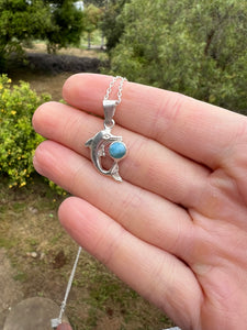 Larimar Dolphin Sterling Silver Pendant