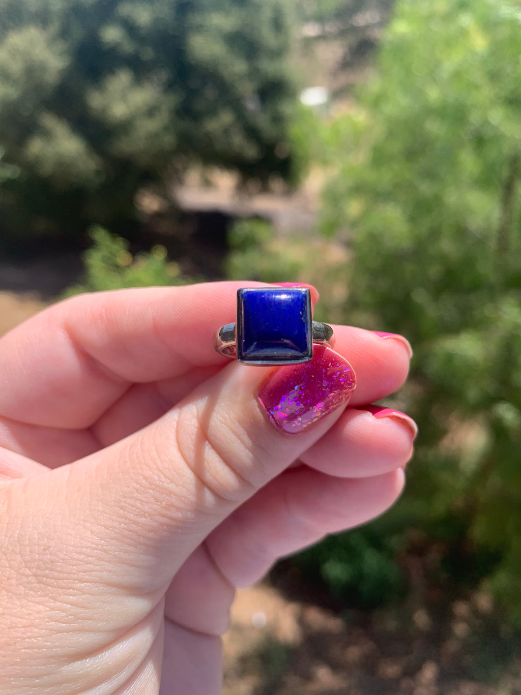 Lapis Sterling Silver Ring Size 7